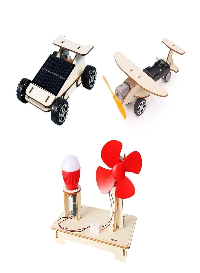 Electrobot DIY STEM Kit Combo - Solar Car, Wooden Plane, and Windmill Educational Science Projects for Kids - Build, Learn, and Explore Renewable Energy & Mechanics - Image 1